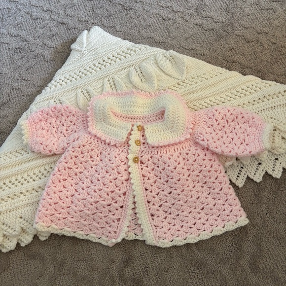 Other - Crochet Baby Girl Bundle Baby Blanket Sweater toddler Newborn Infant Shower Gift